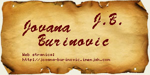 Jovana Burinović vizit kartica